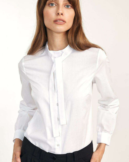 Chic Long Sleeve Nife Shirt With Modern Typography Design