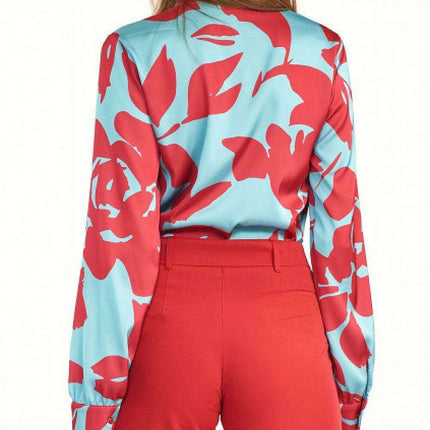 Typography Print Long Sleeve Blouse for Fashion Innovators