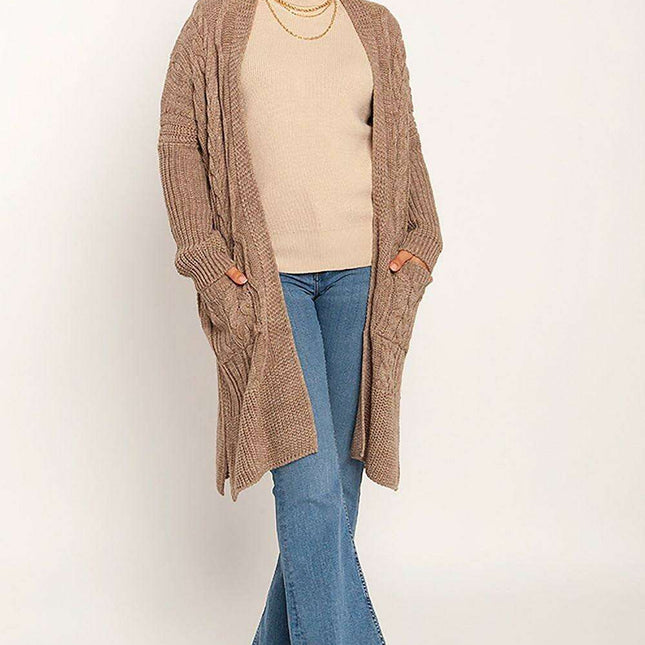 Stylish Plaid Knit Cardigan with Convenient Pockets for Women