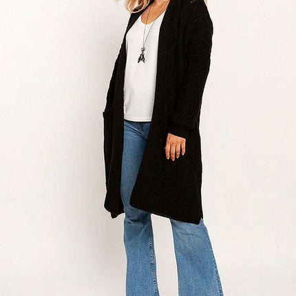 Stylish Plaid Knit Cardigan with Convenient Pockets for Women