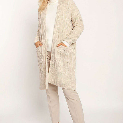 Stylish Plaid Knit Cardigan with Convenient Pockets for Women