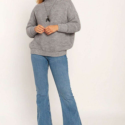 Elegant Ribbed Turtleneck Sweater with Trendy Half-Zip Detail
