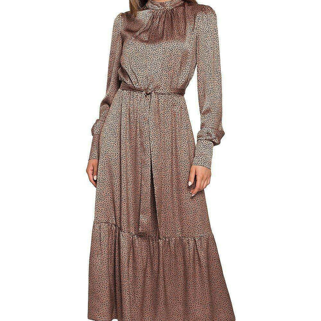 Leopard Print Chic Ruffle Maxi Dress