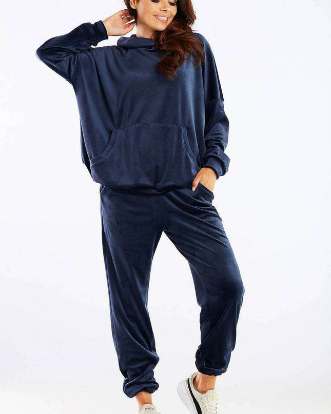 Elegant Velour Lounge Pants with Stretchy Elastic Waistband