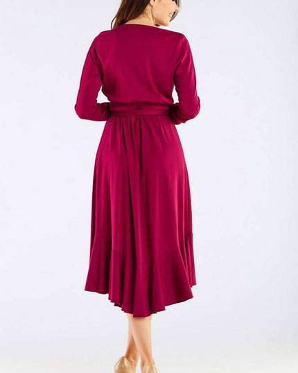 Elegant Ruffled Viscose Evening Gown with Stylish Details