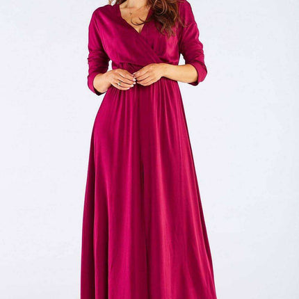 Elegant Long-Sleeve Maxi Dress with Zip Closure