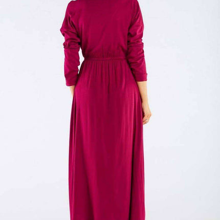 Elegant Long-Sleeve Maxi Dress with Zip Closure