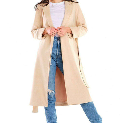 Chic Suede Women's Trench Coat with Adjustable Waist Tie