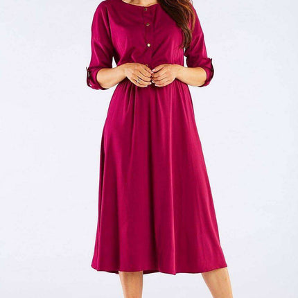 Elegant Kimono Sleeve Midi Dress with Adjustable Waist Sash