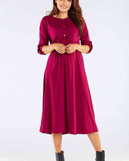 Elegant Kimono Sleeve Midi Dress with Adjustable Waist Sash