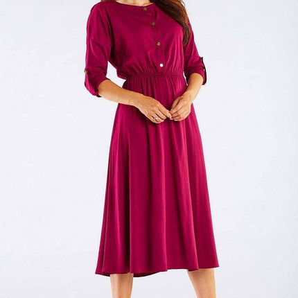 Elegant Kimono Sleeve Midi Dress with Adjustable Waist Sash