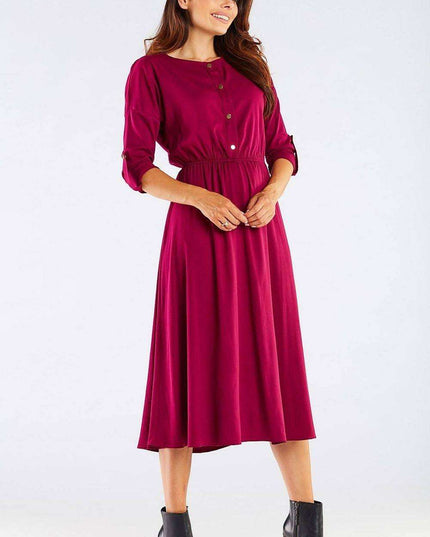 Elegant Kimono Sleeve Midi Dress with Adjustable Waist Sash
