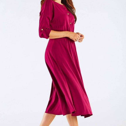 Elegant Kimono Sleeve Midi Dress with Adjustable Waist Sash