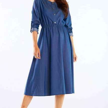 Elegant Kimono Sleeve Midi Dress with Adjustable Waist Sash