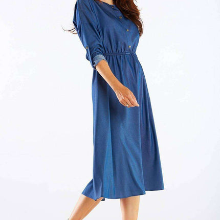 Elegant Kimono Sleeve Midi Dress with Adjustable Waist Sash