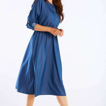 Elegant Kimono Sleeve Midi Dress with Adjustable Waist Sash