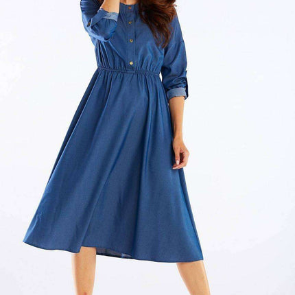 Elegant Kimono Sleeve Midi Dress with Adjustable Waist Sash