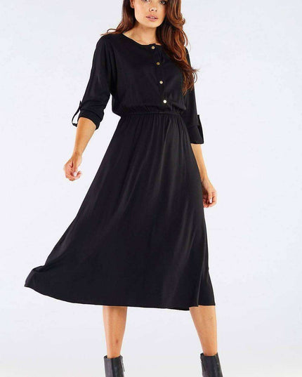 Elegant Kimono Sleeve Midi Dress with Adjustable Waist Sash