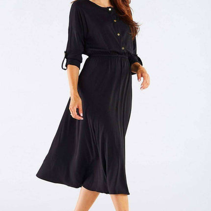 Elegant Kimono Sleeve Midi Dress with Adjustable Waist Sash
