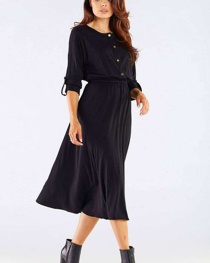 Elegant Kimono Sleeve Midi Dress with Adjustable Waist Sash