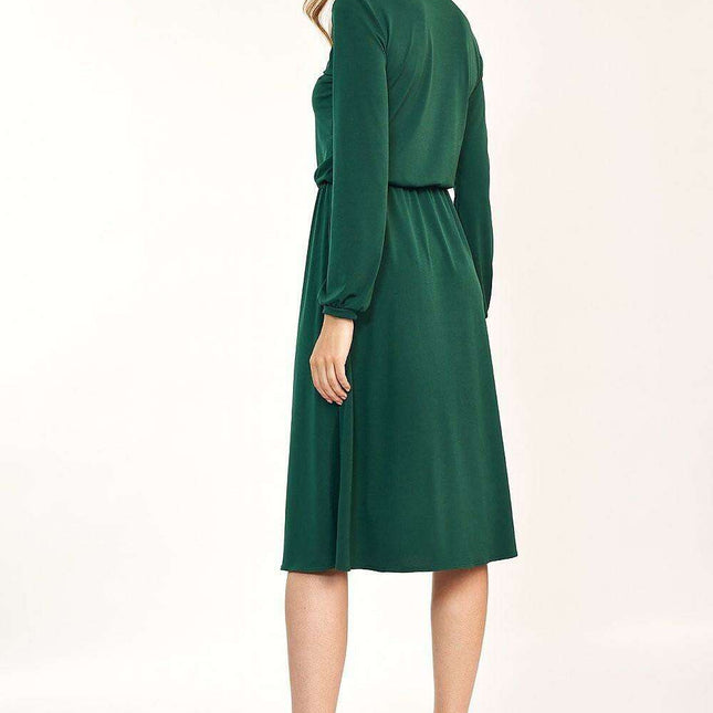 Chic Tie Neck Midi Office Dress For Elegant Everyday Wear