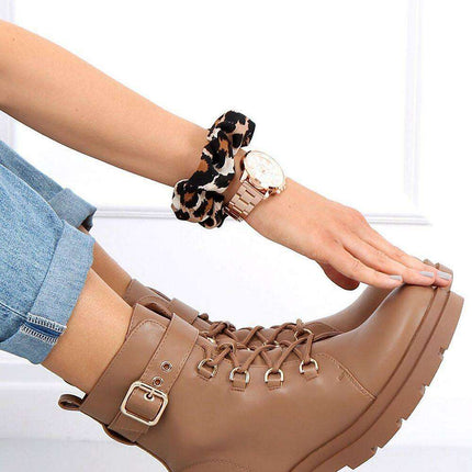 Stylish Lace-Up Ladies' Boots with Military Inspiration - Model 159462