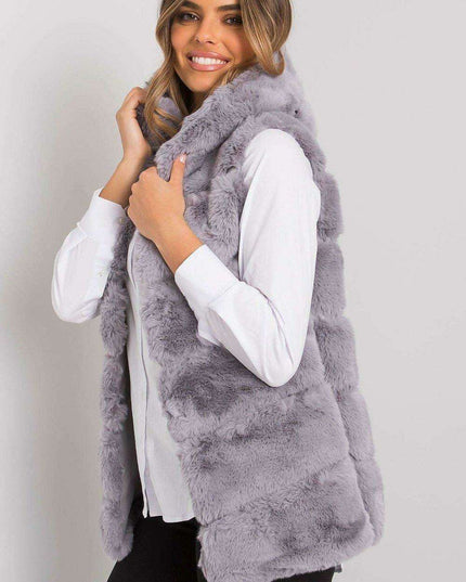 Beige Hooded Sleeveless Jacket for Women