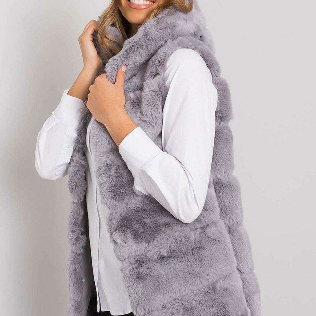 Beige Hooded Sleeveless Jacket for Women