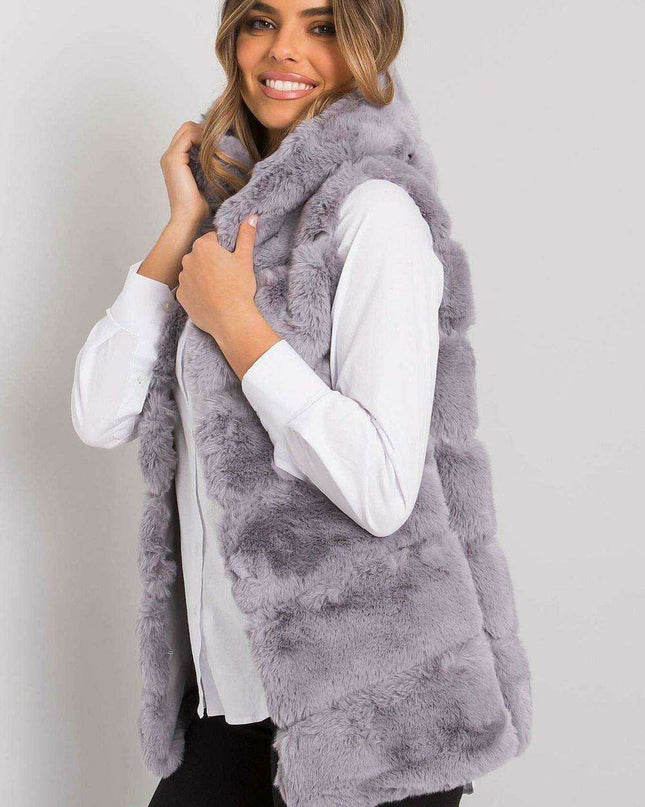 Beige Hooded Sleeveless Jacket for Women