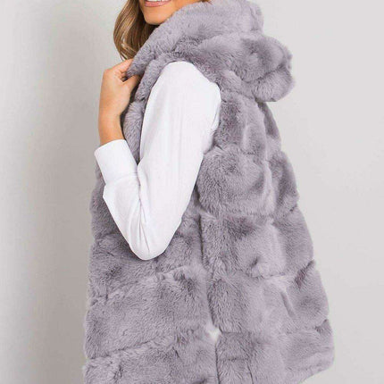 Beige Hooded Sleeveless Jacket for Women