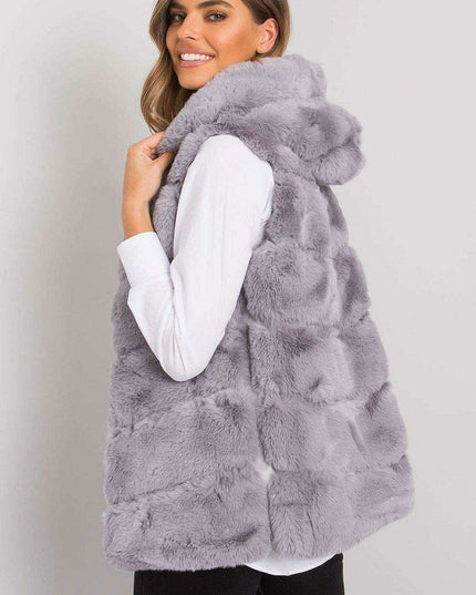 Beige Hooded Sleeveless Jacket for Women