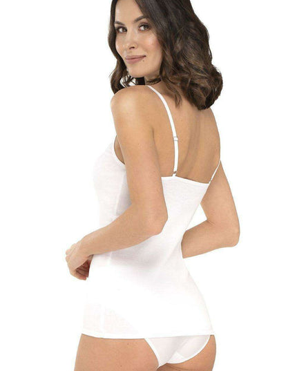 Elegant Lace-Adorned Cotton Camisole with Adjustable Straps