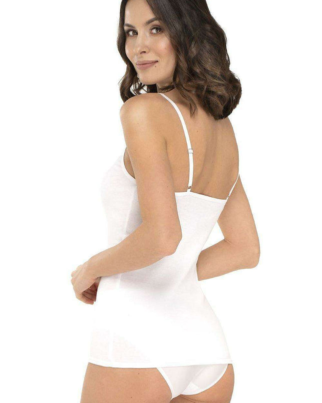 Elegant Lace-Adorned Cotton Camisole with Adjustable Straps