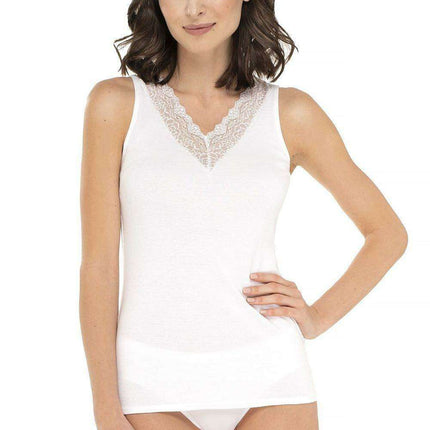 Lace-Adorned Cotton Top