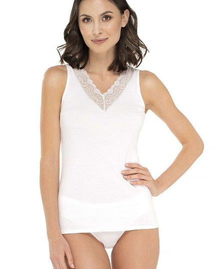 Lace-Adorned Cotton Top