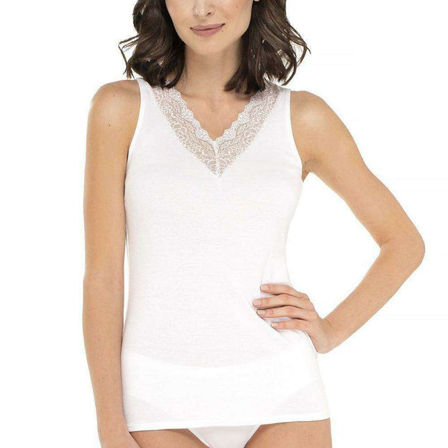 Lace-Adorned Cotton Top