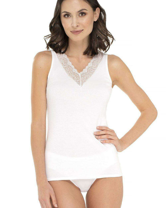 Lace-Adorned Cotton Top