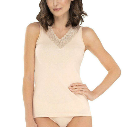 Lace-Adorned Cotton Top