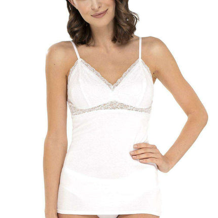 Lace-Trimmed Cotton Camisole with Adjustable Straps