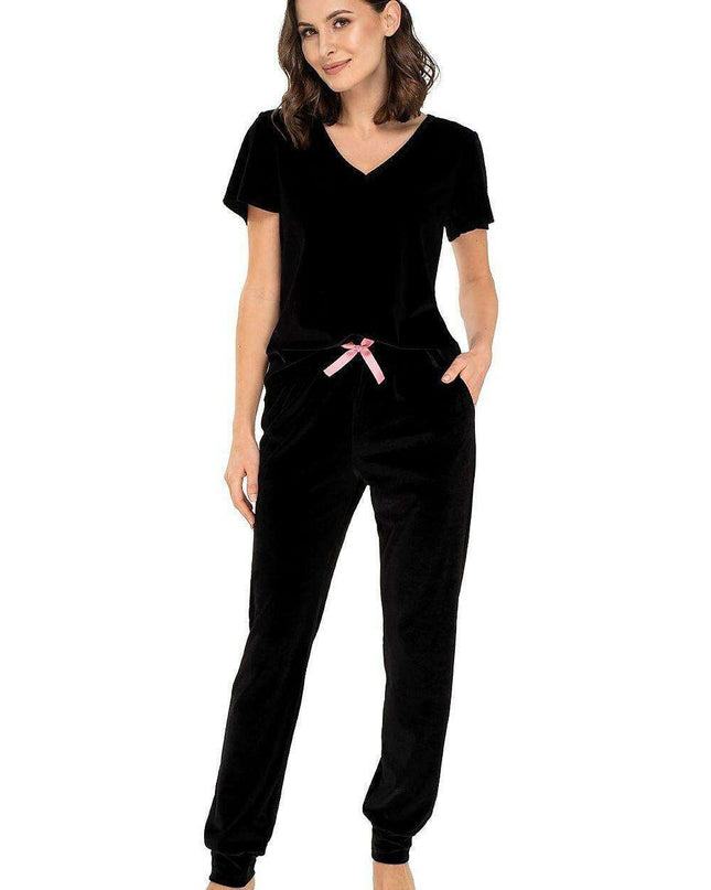 Velvet Wine Lounge Suit with Bow Embellishment