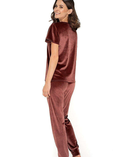 Velvet Wine Lounge Suit with Bow Embellishment