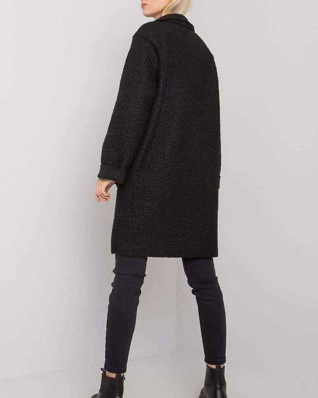 Chic Red Bouclé Coat with Stylish Button Details