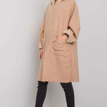 Chic Women's Hooded Black Coat with Functional Pockets