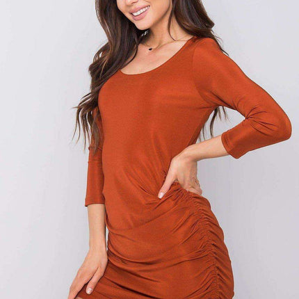 Chic Black Pleated Dress with Three-Quarter Sleeves