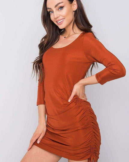 Chic Black Pleated Dress with Three-Quarter Sleeves