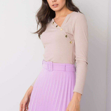 Asymmetrical Neck Khaki Cotton Spandex Blouse for Chic Comfort