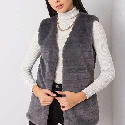 Chic Cream Faux Fur Vest with Elegant Hook Closure and Full Lining - Available in Multiple Sizes