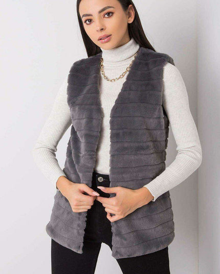 Chic Cream Faux Fur Vest with Elegant Hook Closure and Full Lining - Available in Multiple Sizes