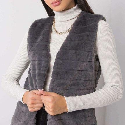 Chic Cream Faux Fur Vest with Elegant Hook Closure and Full Lining - Available in Multiple Sizes