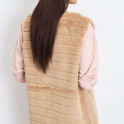 Chic Cream Faux Fur Vest with Elegant Hook Closure and Full Lining - Available in Multiple Sizes
